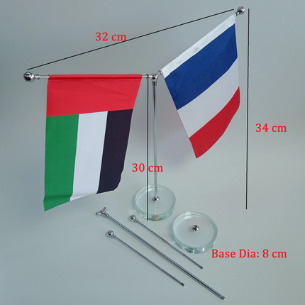 Table Top Flag Stand Y with Clear Base