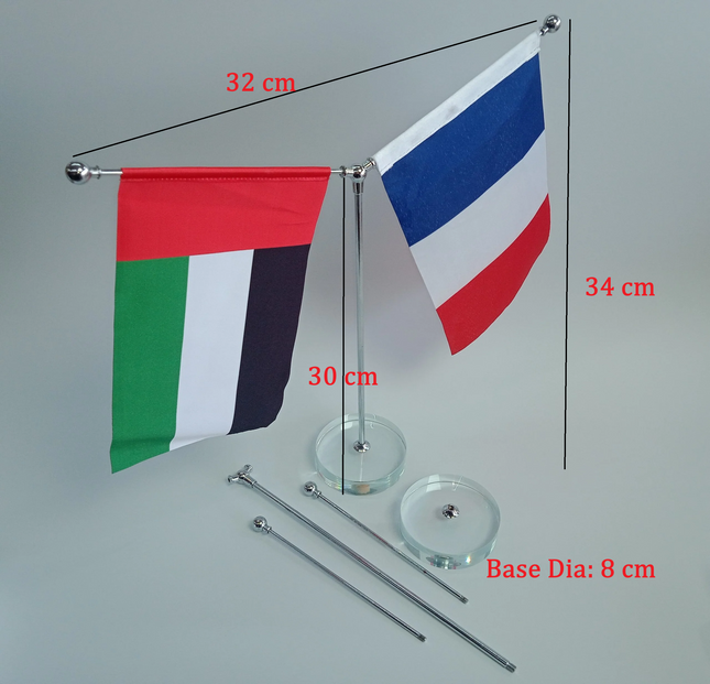 Table Top Flag Stand Y with Clear Base