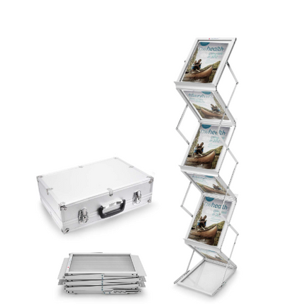 Brochure Holder Zig Zag A4 in Aluminium Carry Case - Sign and Display UAE