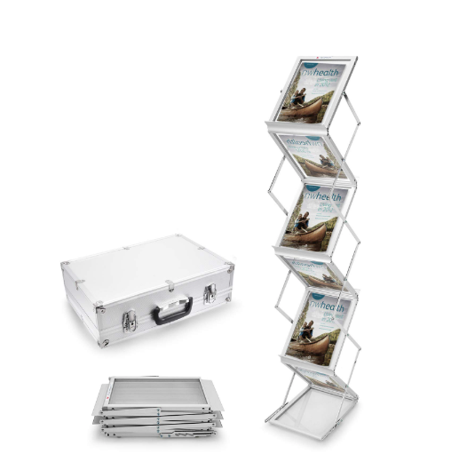 Brochure Holder Zig Zag A4 in Aluminium Carry Case - Sign and Display UAE
