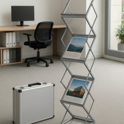 Brochure Holder Zig Zag A4 in Aluminium Carry Case