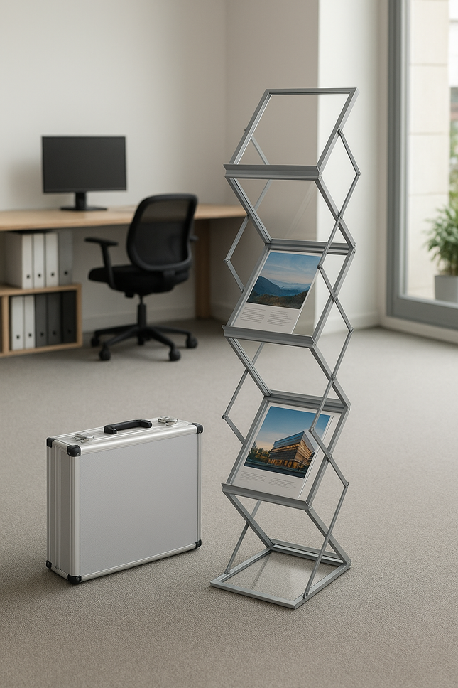 Brochure Holder Zig Zag A4 in Aluminium Carry Case